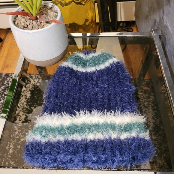 Free People Airy Rib Stripe Beanie Stylish Blue and Green Knit Beanie One Size - Picture 4 of 9